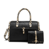 Retro Snakeskin Print Barrel Bag Set - Shah S. Sahota